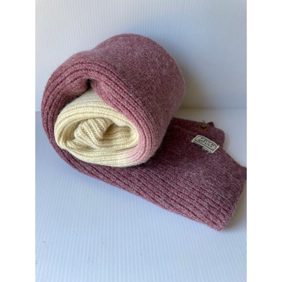 FRYE & Co Ombre Knit Scarf Cream Pink Dip Dye Wrap Fall Winter Cozy Hygge Chunky - Picture 4 of 4